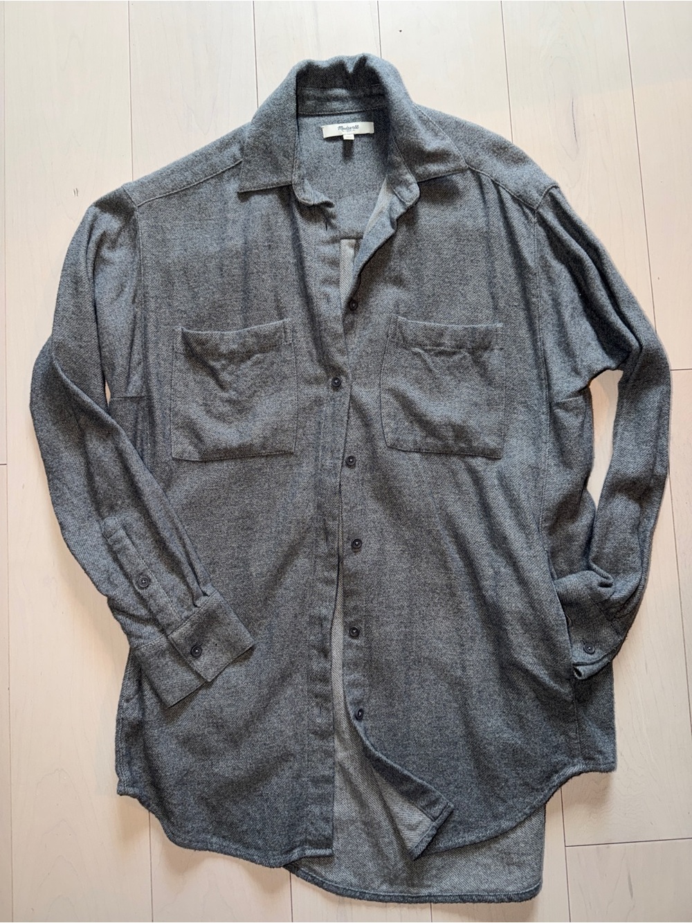 Madewell Gray Button-Up Collared Top